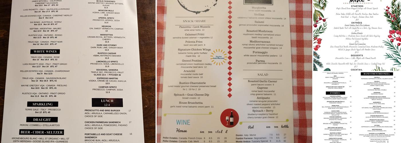 Rustico Kitchen And Bar Menu