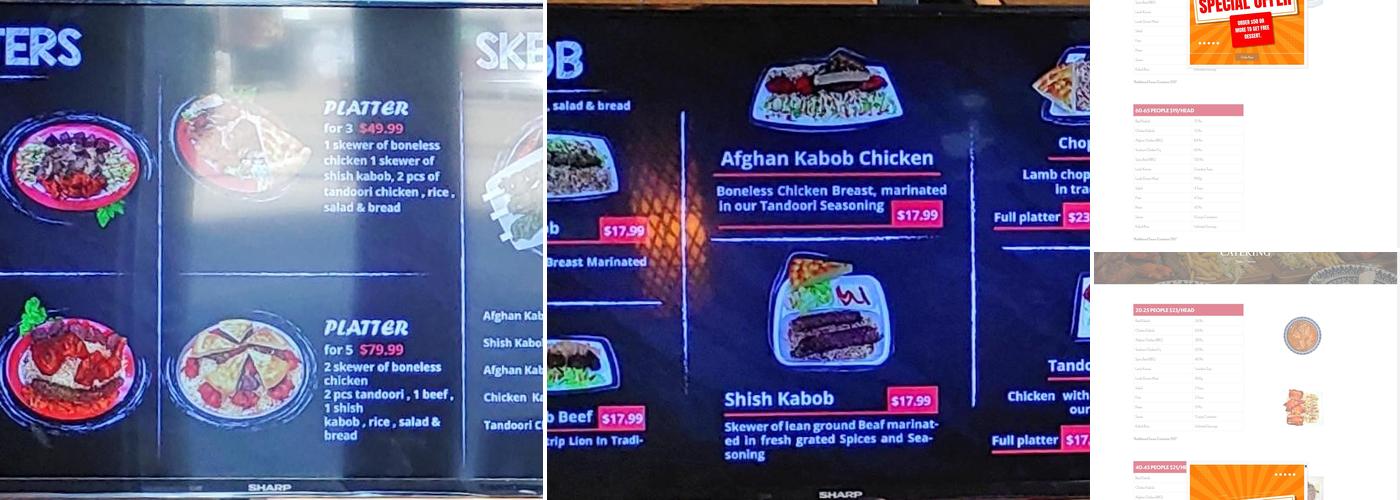 Afghan Kabob & Donair Menu