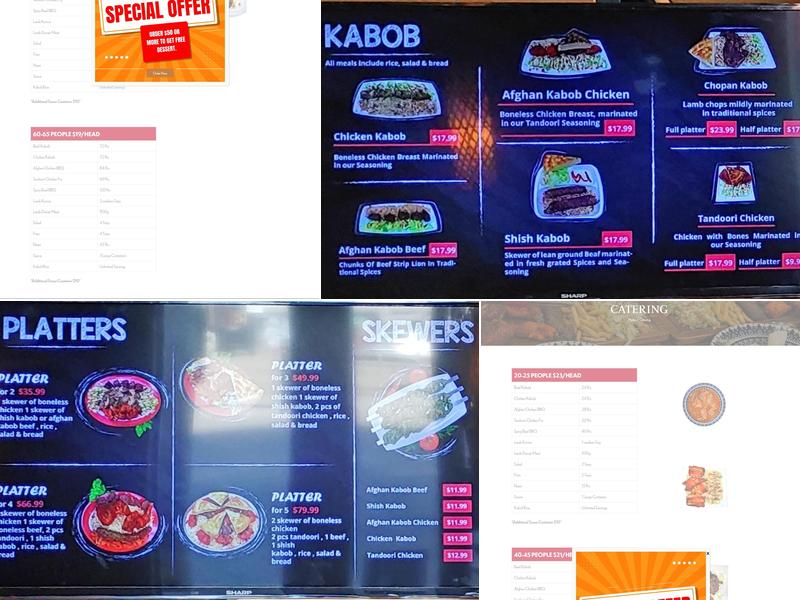 Afghan Kabob & Donair Menu