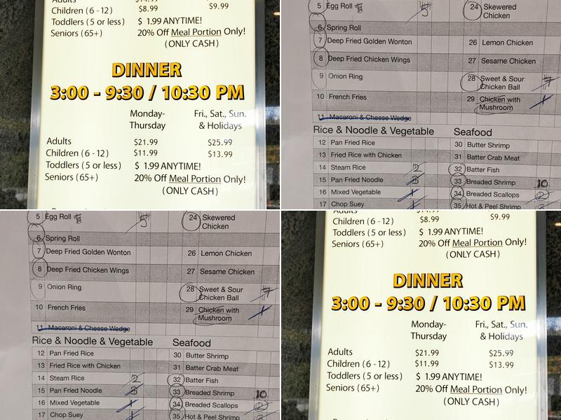 Kingsway Buffet Menu