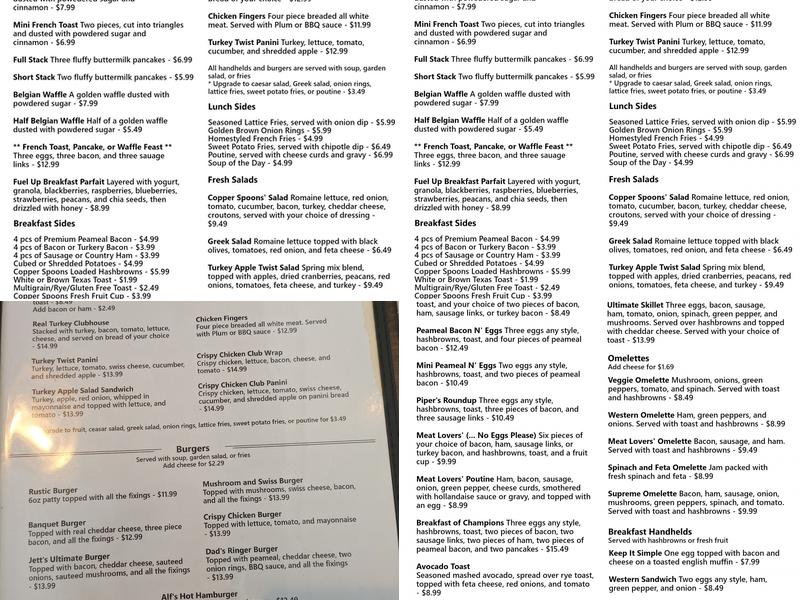 Copper Spoons Menu