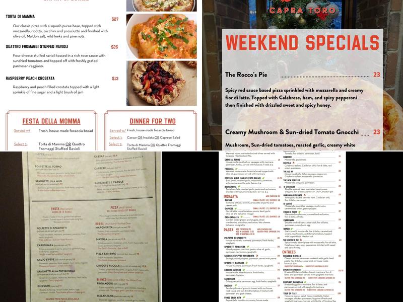 Capra Toro Menu