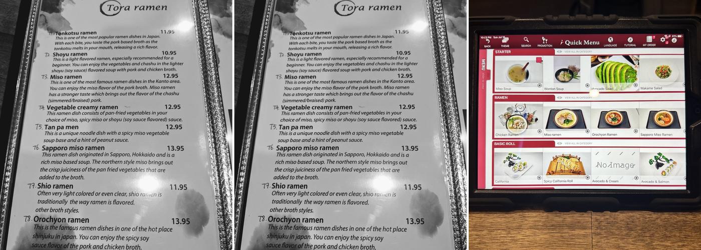 Tora Sushi Menu
