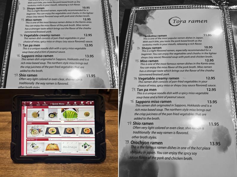 Tora Sushi Menu