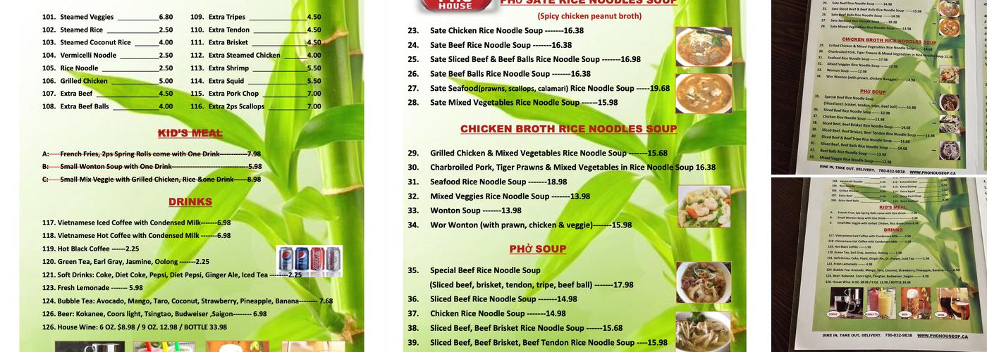 Pho House Menu