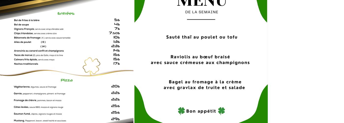 Pub O'Farfadet Menu