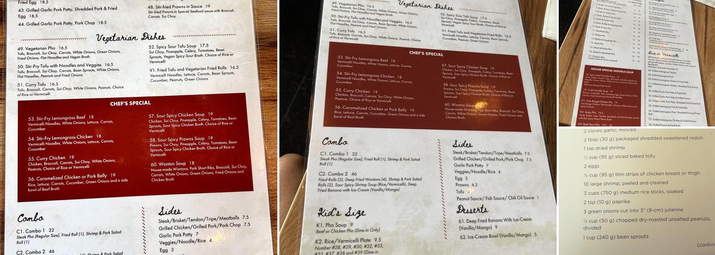 Original Pho Eatery Menu