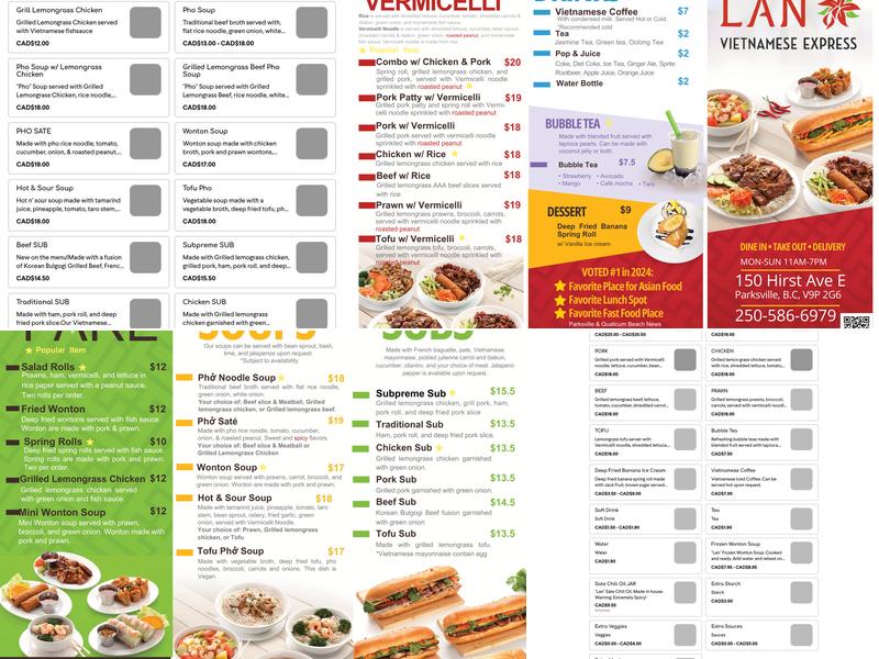 Lan Vietnamese Express Menu