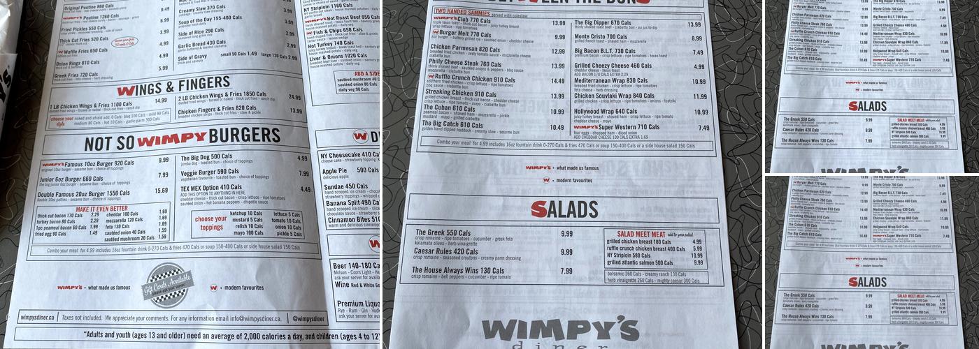 Wimpy's Diner Menu
