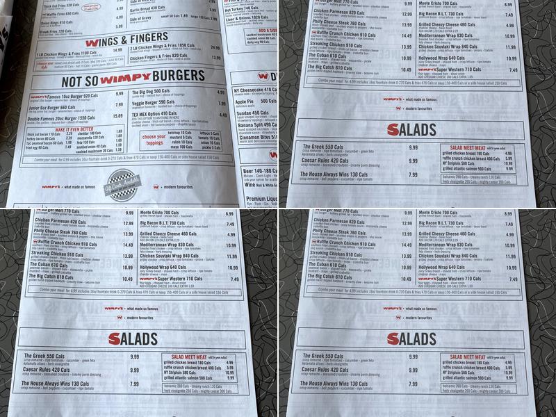 Wimpy's Diner Menu