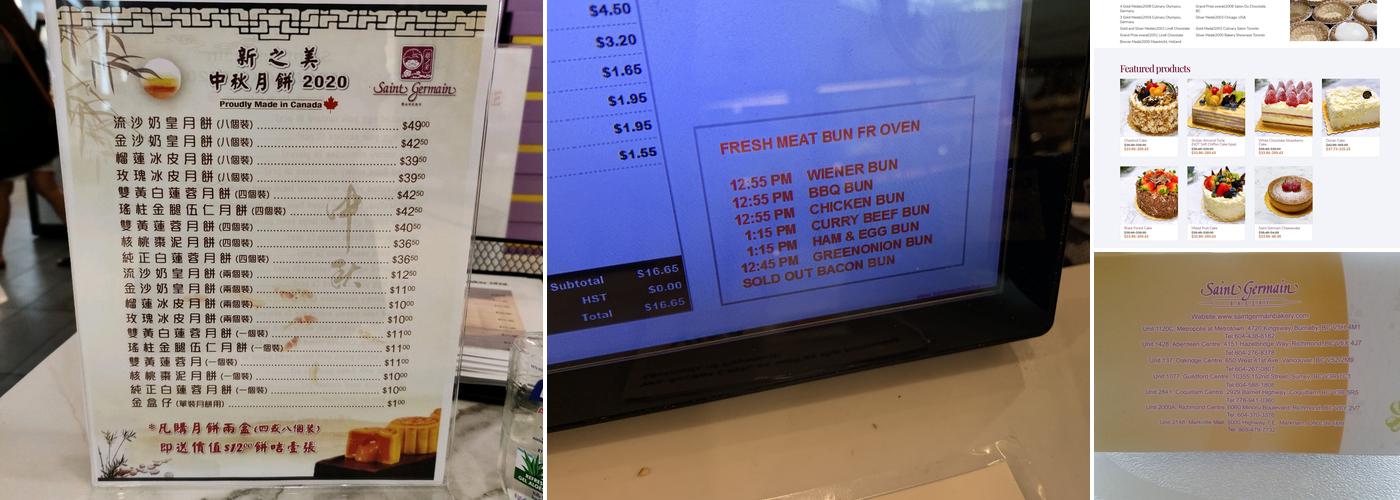 Saint Germain Bakery Menu