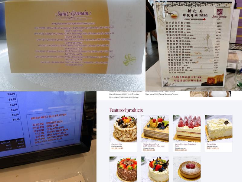 Saint Germain Bakery Menu