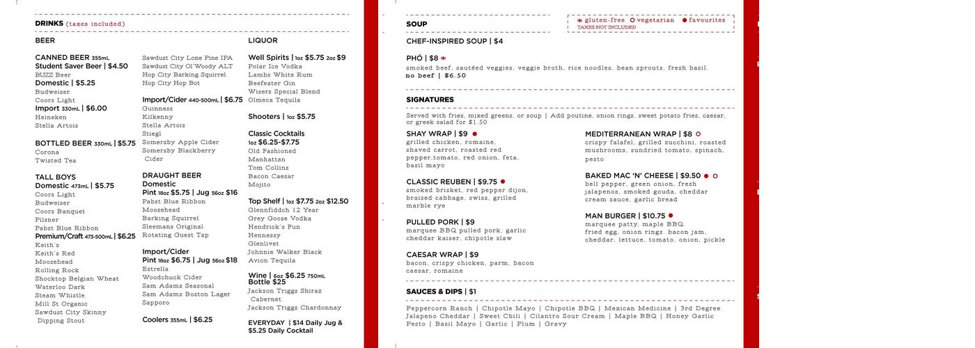The Marquee Menu