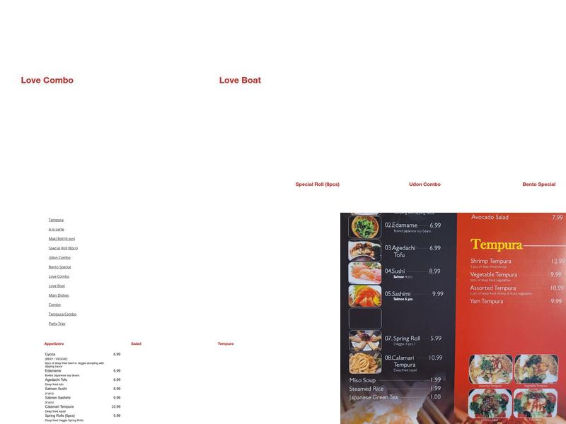 Wasabi & Teriyaki Menu