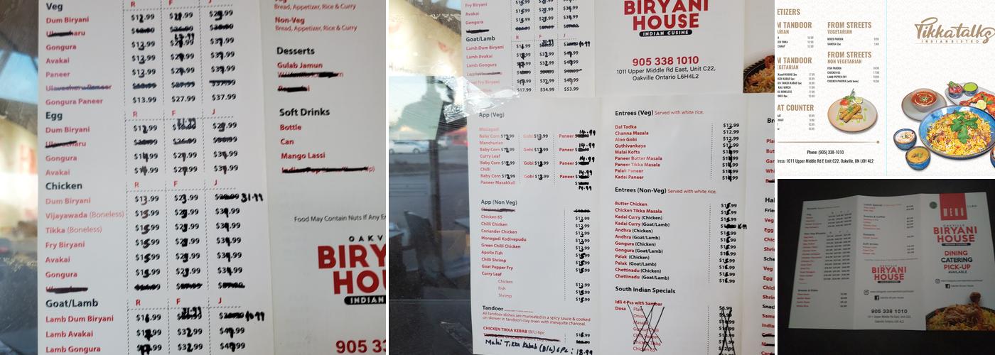 Tikka Talks Menu