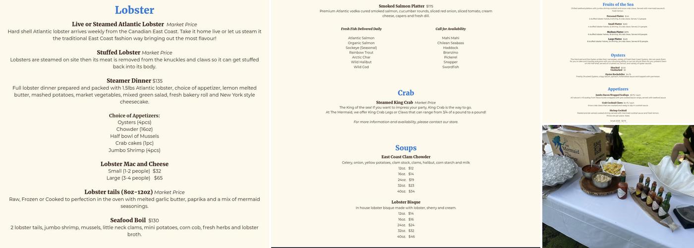 The Mermaid Menu