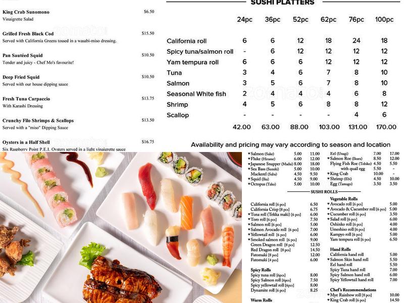 Mye Japanese Restaurant Menu