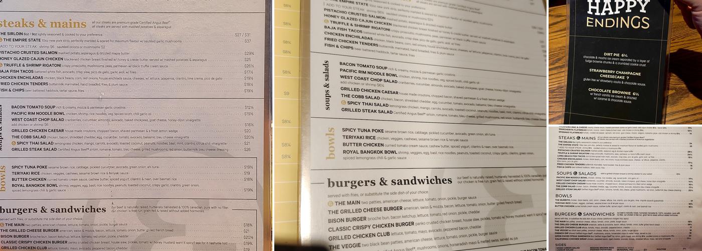 State & Main Menu