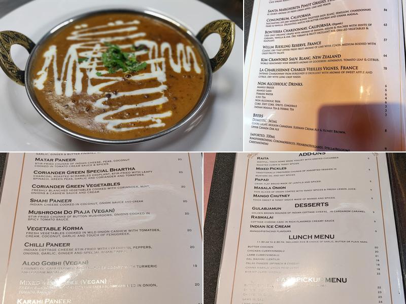 Coriander Green Menu