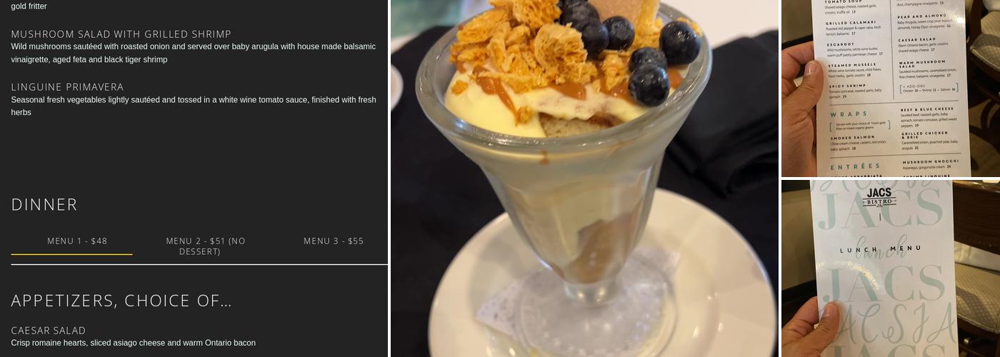 Jac's Bistro Menu