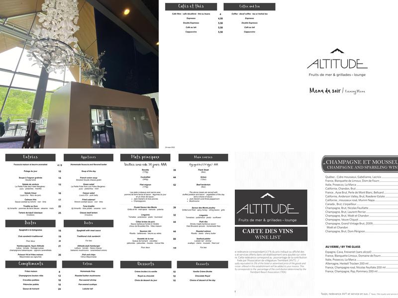 Restaurant Altitude Menu