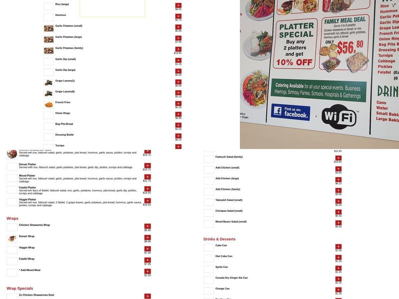 Lakeside Shawarma Menu