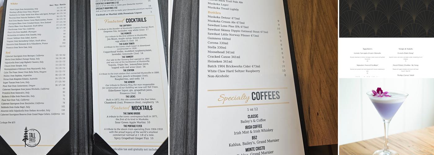 Tall Trees Menu