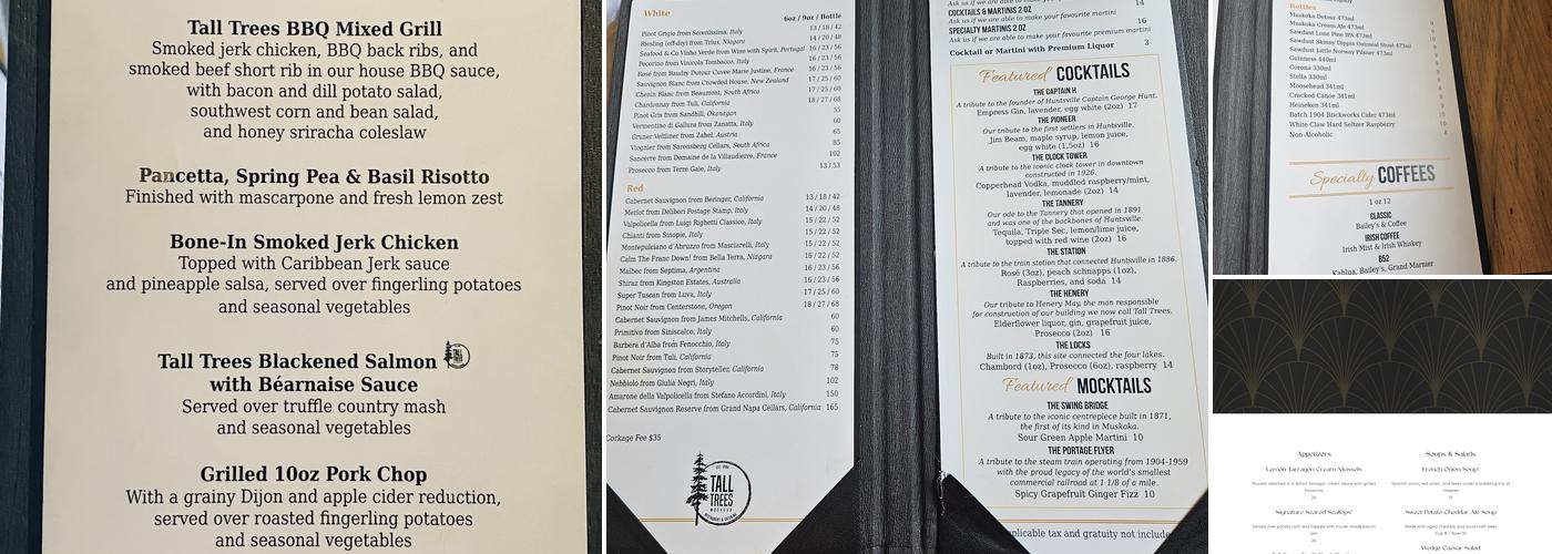 Tall Trees Menu