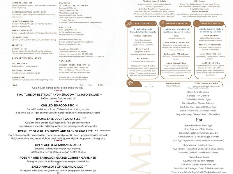 Eclipse Restaurant Menu
