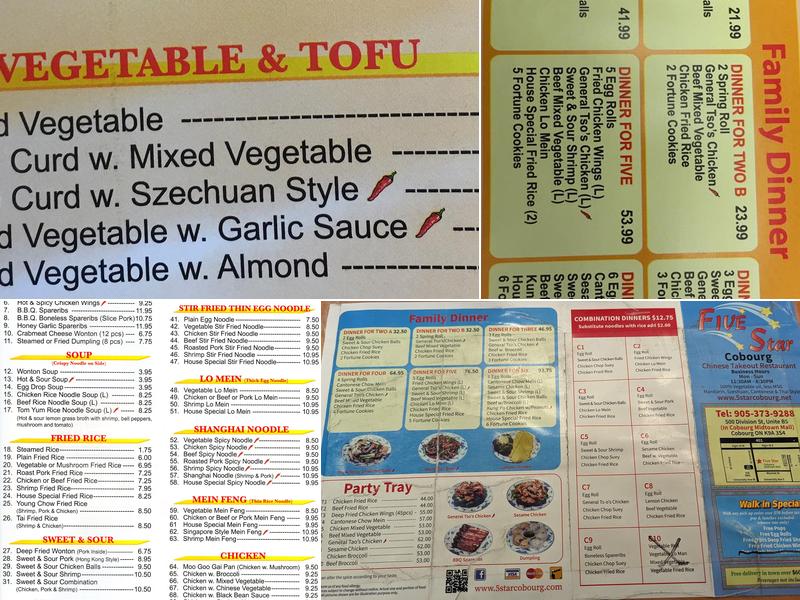 Five Star Chinese Restaurant Menu