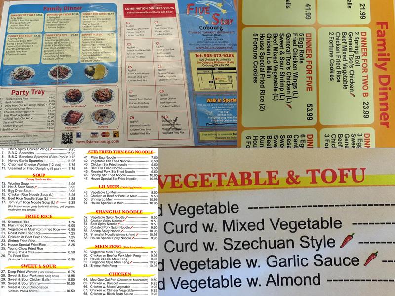 Five Star Chinese Restaurant Menu