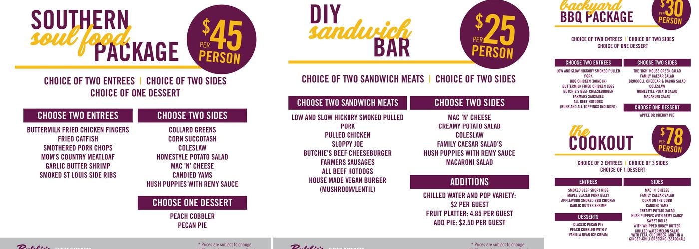 Butchie's Menu