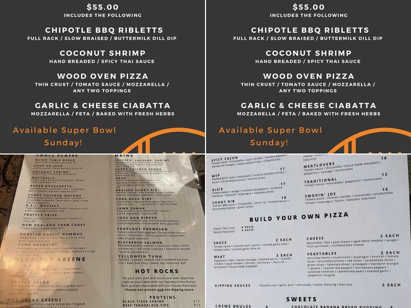 Hot Rocks Creative Diner Menu