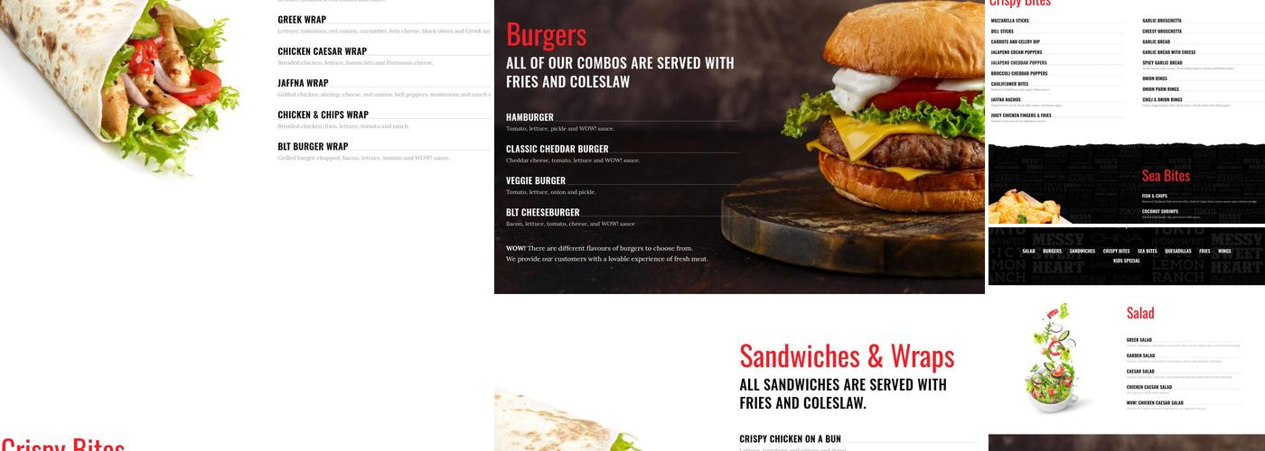 Wow Whitby Menu
