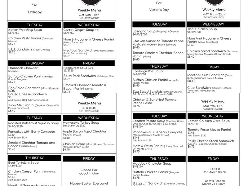 CEP Cafe Menu
