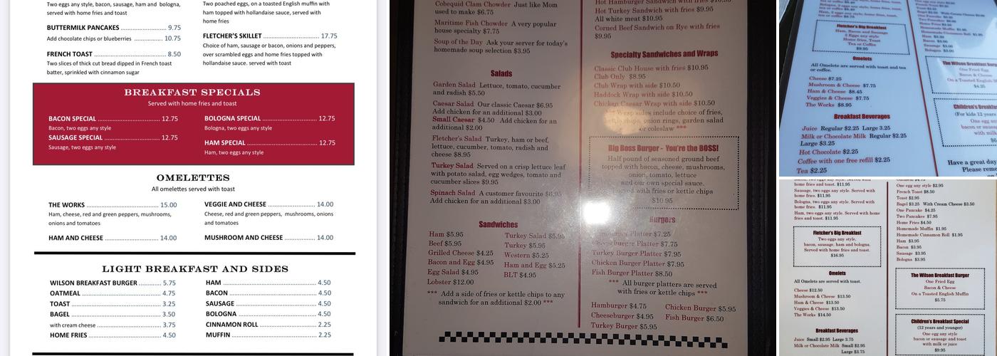 Fletcher's Restaurant Menu