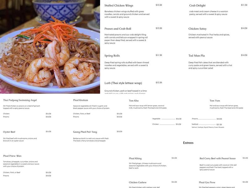 Thai Pudpong Restaurant Menu