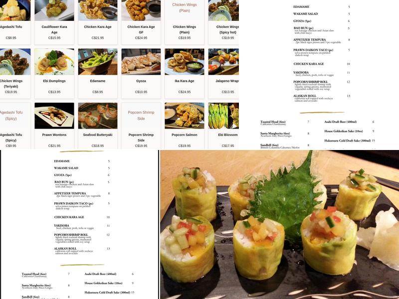 Zen Japanese Restaurant Menu