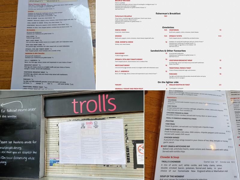 Troll's Restaurant Menu