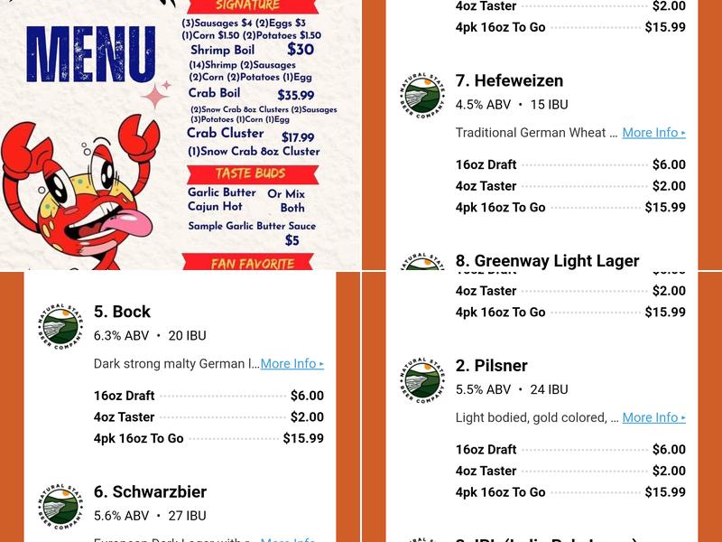 Natural State Beer Company Menu