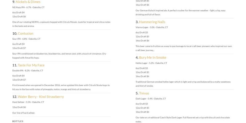 Lasting Brass Brewing Company Menu