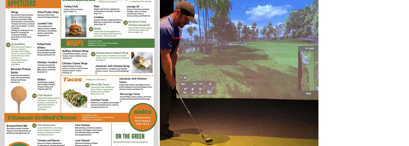 Golf Lounge 18 Menu