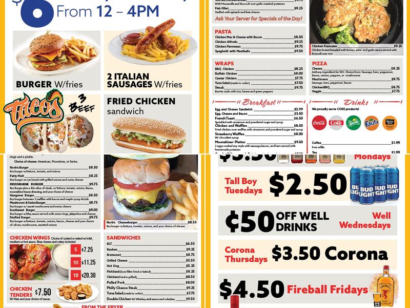 Norb's Moonshine and More Menu