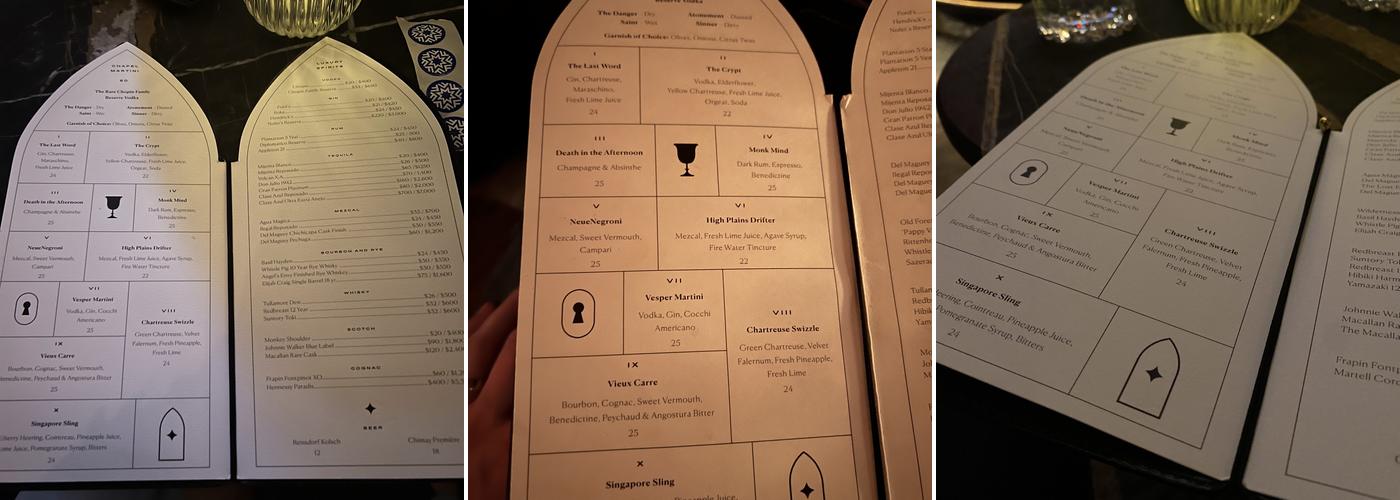 Chapel Bar Menu
