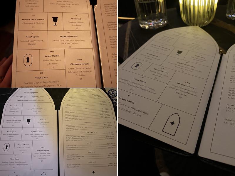 Chapel Bar Menu