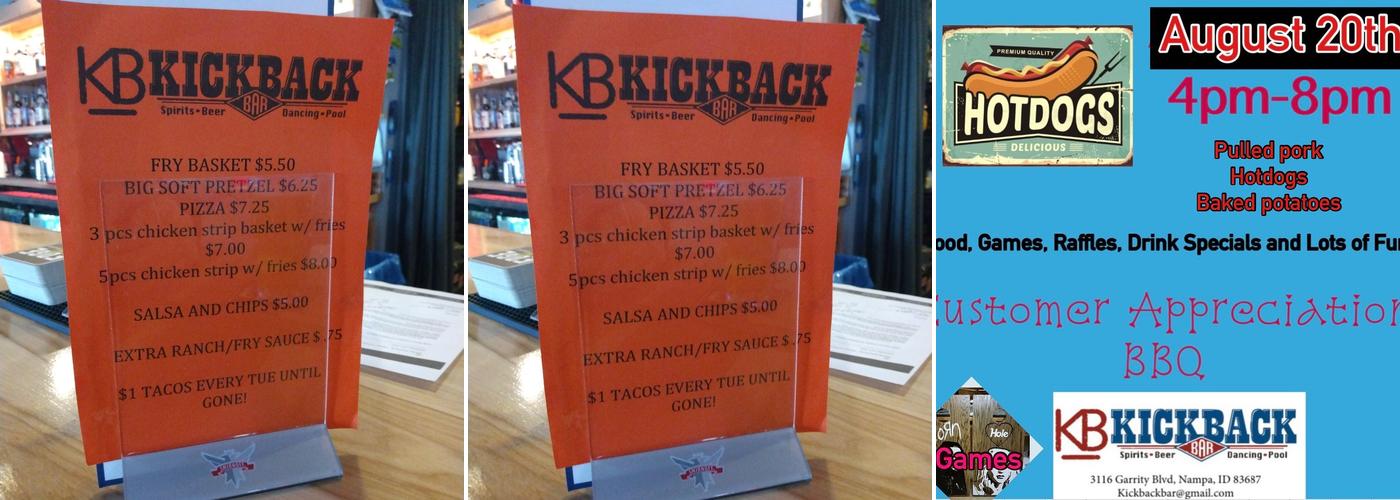 KickBack Bar Menu