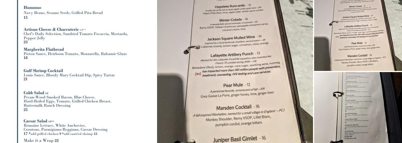 Davenport Lounge Menu