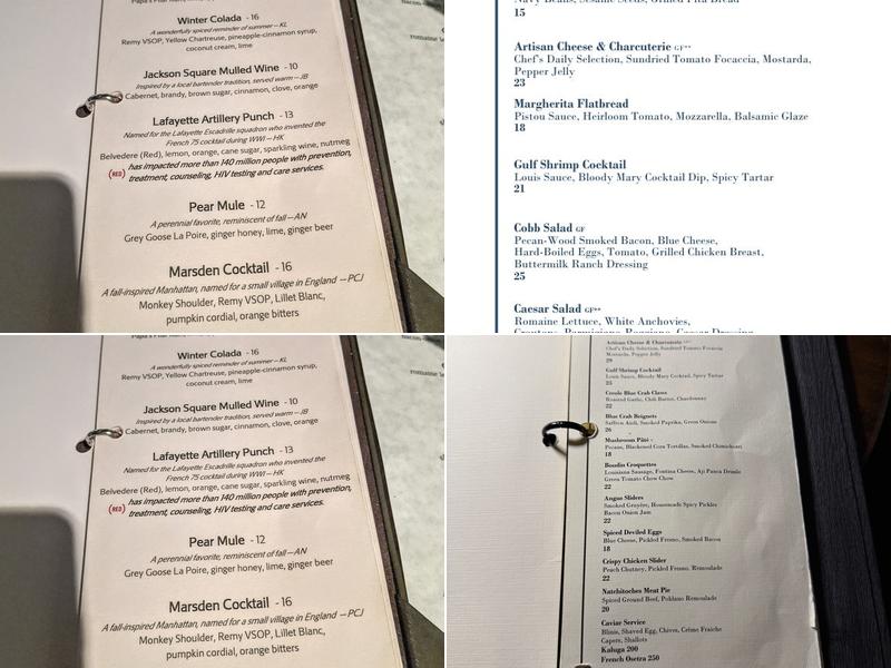 Davenport Lounge Menu