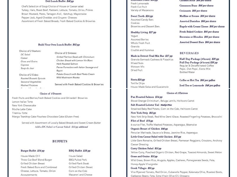 The Library at The Detroit Club Menu