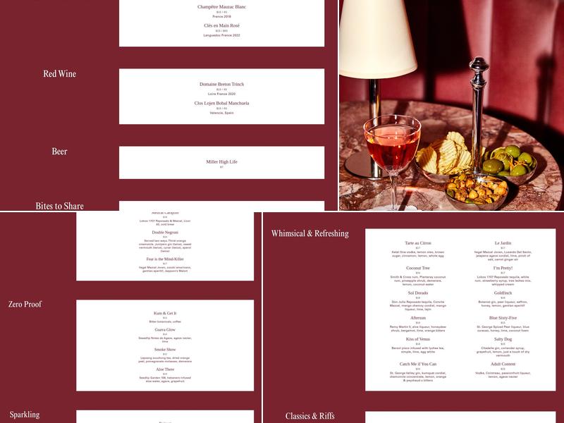Candy Bar Menu